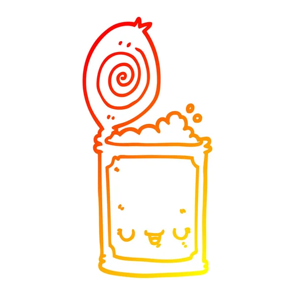 Línea de gradiente caliente dibujo de dibujos animados alimentos enlatados — Vector de stock