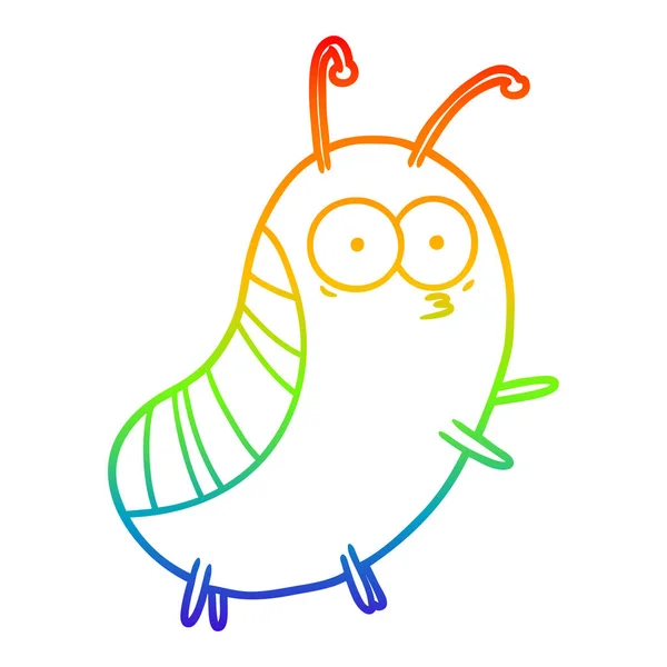 Rainbow gradient linje ritning rolig tecknad Beetle — Stock vektor