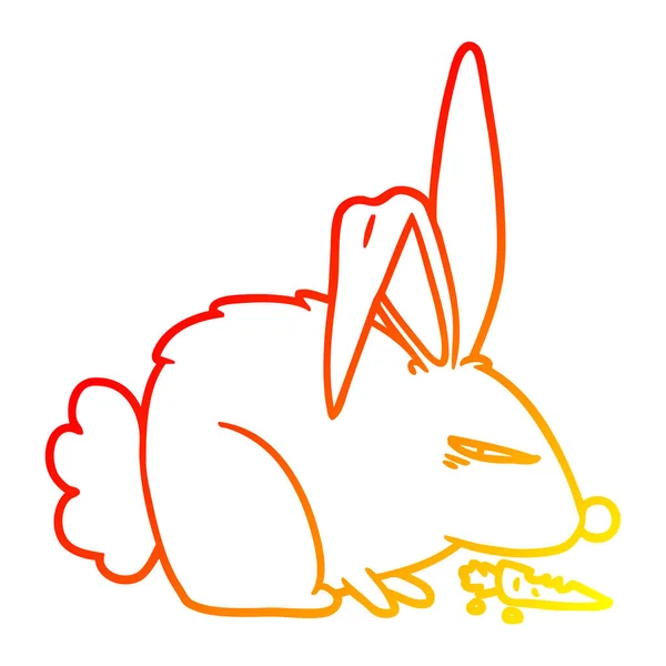 Línea de gradiente caliente dibujo de dibujos animados conejo molesto — Vector de stock