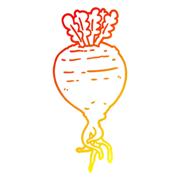 Warme Gradientenlinie Zeichnung Cartoon Wurzelgemüse — Stockvektor