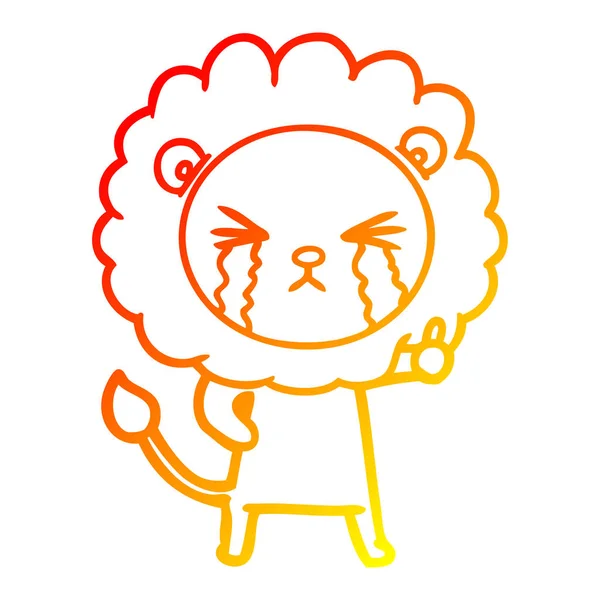 Linha gradiente quente desenho desenho desenho animado chorando leão —  Vetores de Stock