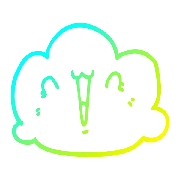 Cold gradient line drawing happy cloud cartoon — Stock Vector