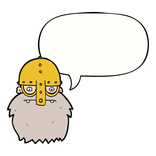 Cartoon viking face and speech bubble — Stock Vector