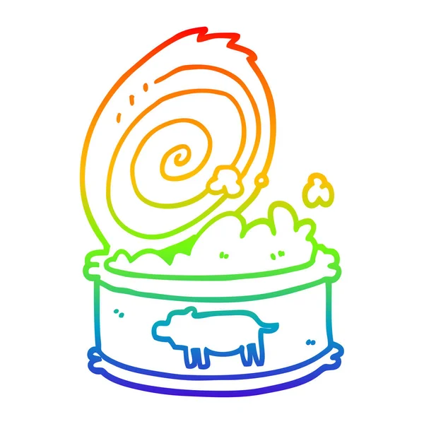 彩虹渐变线绘制卡通罐头食品 — 图库矢量图片