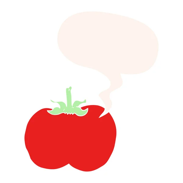 Kreskówka pomidor i mowy Bańka w stylu retro — Wektor stockowy