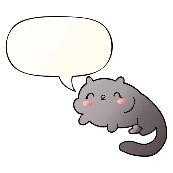 Γάτα καρτούν και φούσκα ομιλίας σε ομαλό στυλ ντεγκραντέ — Διανυσματικό Αρχείο