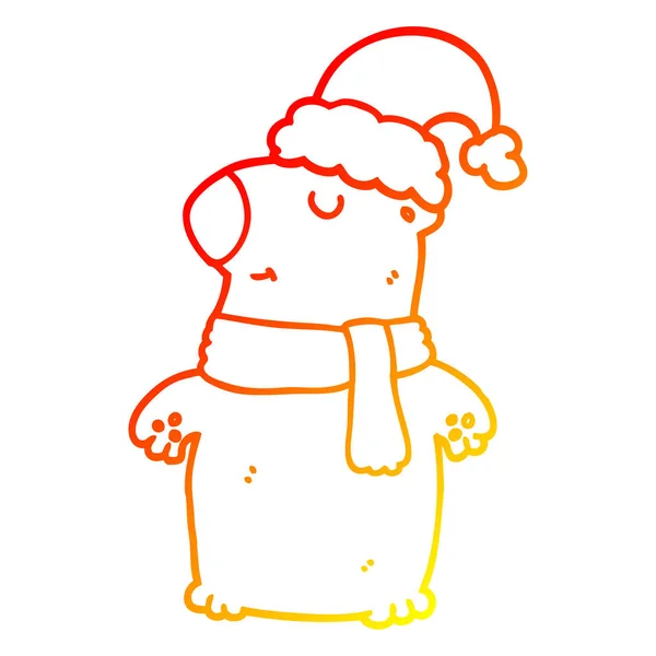 Cálido gradiente línea dibujo lindo dibujos animados Navidad oso — Vector de stock