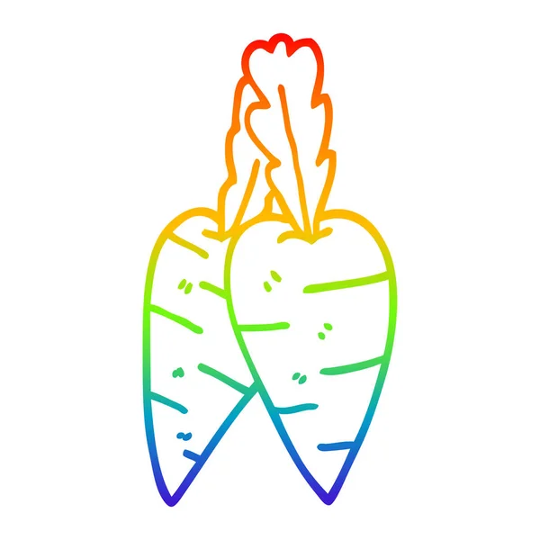Regenbogen-Gradienten-Linie Zeichnung Cartoon Bio-Karotten — Stockvektor