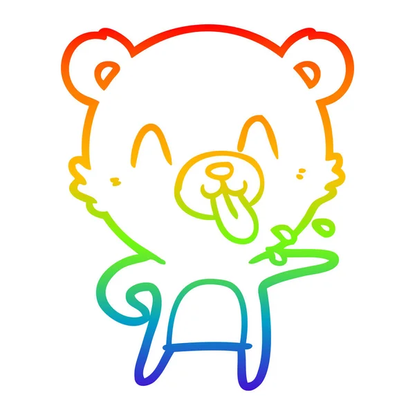 Arco-íris linha gradiente desenho rude cartoon polar urso furando o —  Vetores de Stock