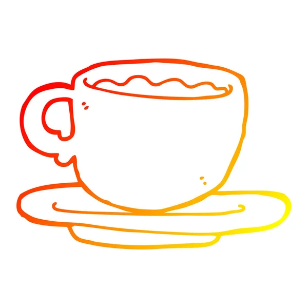 Warme Gradientenlinie Zeichnung Cartoon Tasse Tee — Stockvektor