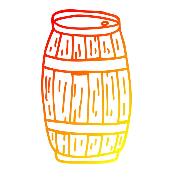 Linha de gradiente quente desenho de desenho animado barril — Vetor de Stock