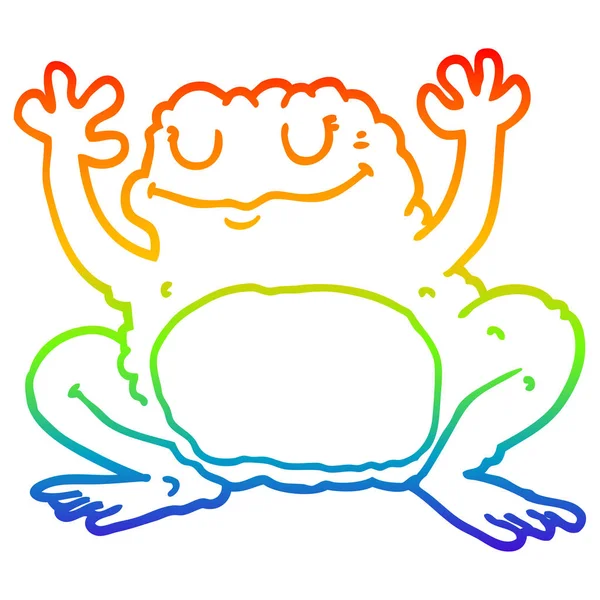 Regenbogen-Gradientenlinie Zeichnung Cartoon-Frosch — Stockvektor