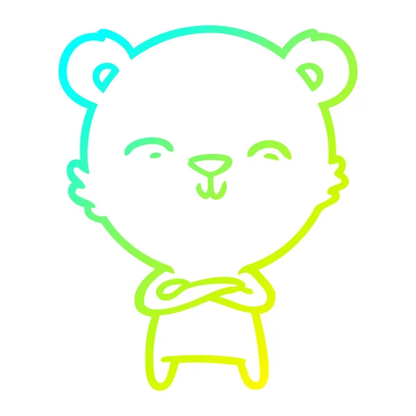 Холодная градиентная линия рисунок счастливый мультяшный белый медведь — стоковый вектор