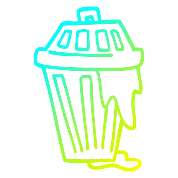Linea gradiente freddo disegno cartone animato cestino dei rifiuti — Vettoriale Stock