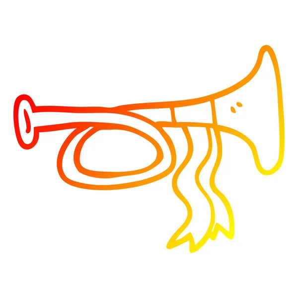 Warme kleurovergang lijntekening cartoon Brass Horn — Stockvector