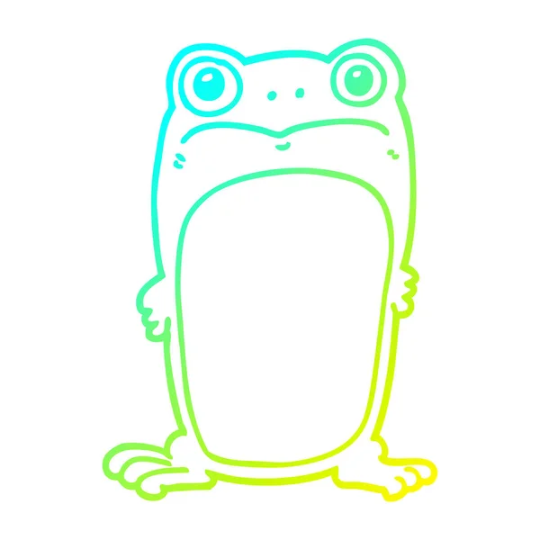 Froid gradient ligne dessin dessin animé grenouille regardant — Image vectorielle