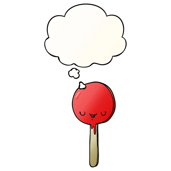 Tecknad Candy Lollipop och tänkte bubbla i slät lutning sty — Stock vektor