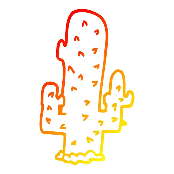 Ciepły gradient linia kreskówka Kaktus rysunek — Wektor stockowy