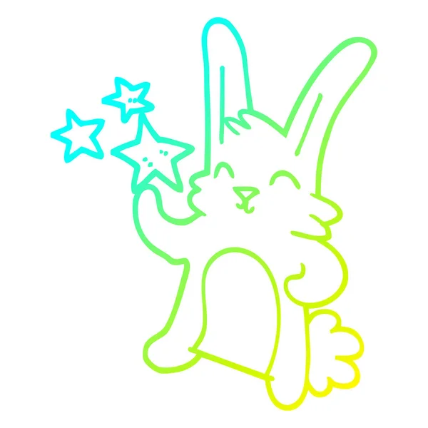 Cold gradient line drawing cartoon happy bunny — стоковый вектор