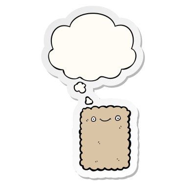 karikatür bisküvi ve baskılı bir etiket olarak kabarcık düşünce
