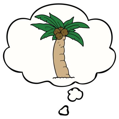 karikatür palmiye ağacı ve düşünce balonu