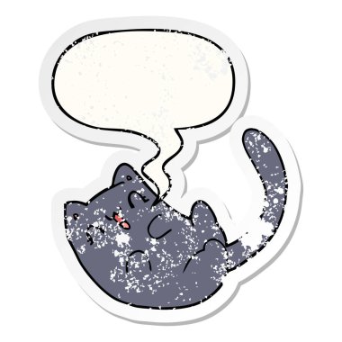 karikatür kedi ve konuşma balonu sıkıntılı etiket