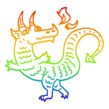 gökkuşağı degrade çizgi çizim karikatür ejderha