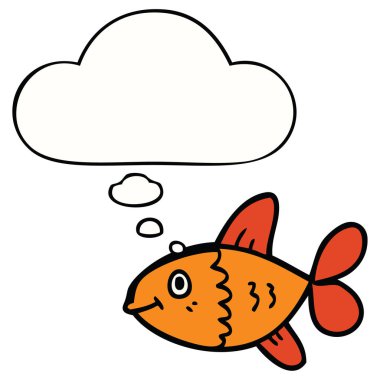 karikatür balık ve düşünce balonu