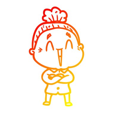 sıcak degrade çizgi çizim karikatür mutlu yaşlı bayan