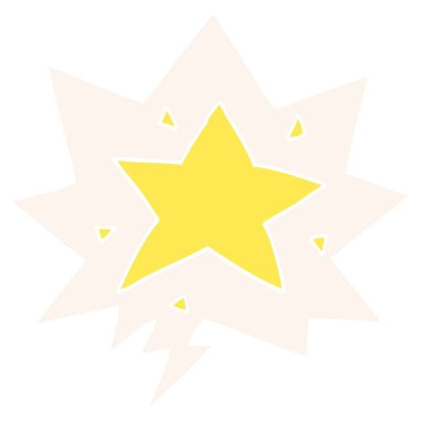 retro tarzında karikatür yıldızı ve konuşma balonu