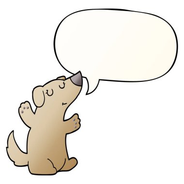 düzgün degrade tarzında karikatür köpek ve konuşma balonu