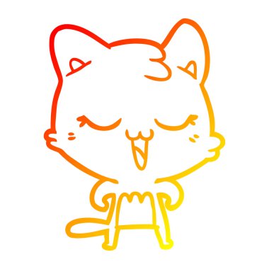sıcak degrade çizgi çizim mutlu karikatür kedi