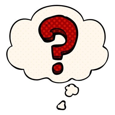 çizgi film soru işareti ve çizgi roman tarzında düşünce balonu