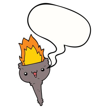 karikatür yanan kadeh ve konuşma balonu