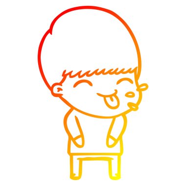 sıcak degrade çizgi çizim karikatür çocuk dil dışarı yapışmasını