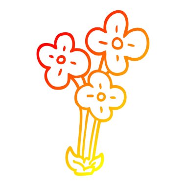 sıcak degrade çizgi çizim çiçek karikatür demet