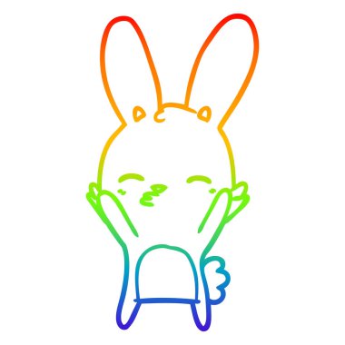 gökkuşağı gradyan çizgi çizim meraklı tavşan karikatür