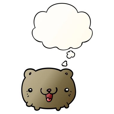 komik karikatür ayı ve pürüzsüz degrade tarzında kabarcık düşünce