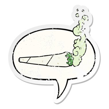 karikatür marijuiana ortak ve konuşma balonu sıkıntılı etiket