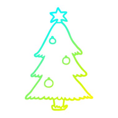 soğuk degrade çizgi çizim noel ağacı