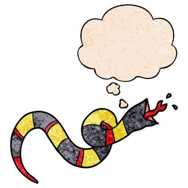 karikatür çınlama yılan ve grunge doku patte düşünce balonu