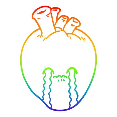 gökkuşağı gradyan çizgi çizim karikatür kalp