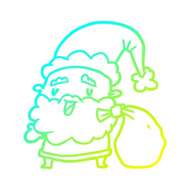 soğuk degrade çizgi çizim noel baba hediyeler çuval taşıyan