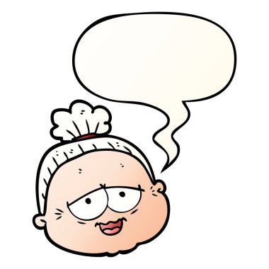 karikatür yaşlı bayan ve konuşma balonu pürüzsüz degrade tarzında