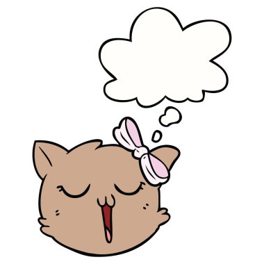 karikatür kedi yüz ve düşünce balonu