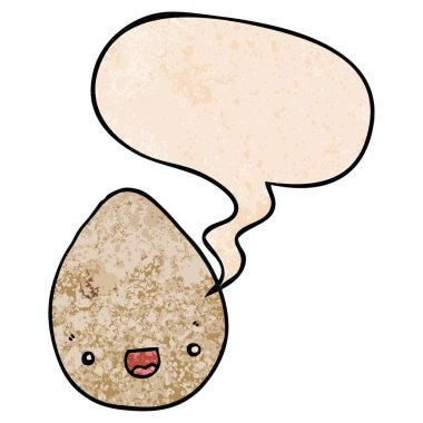 retro doku tarzında karikatür yumurta ve konuşma balonu