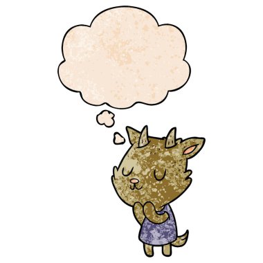 karikatür keçi ve grunge doku desen tarzında düşünce balonu