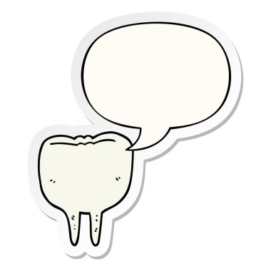 karikatür diş ve konuşma kabarcık etiket