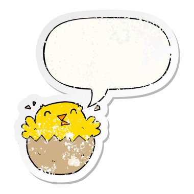 karikatür kuluçka civciv ve konuşma balonu sıkıntılı etiket