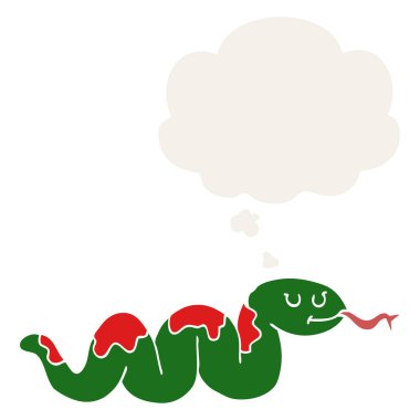 karikatür yılan ve retro tarzında düşünce balonu